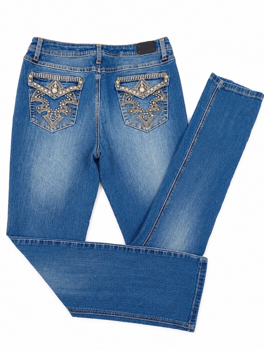 Earl Jeans Sz 8 Blue Barely Bootcut Embellished Embroidered Mid-rise Western